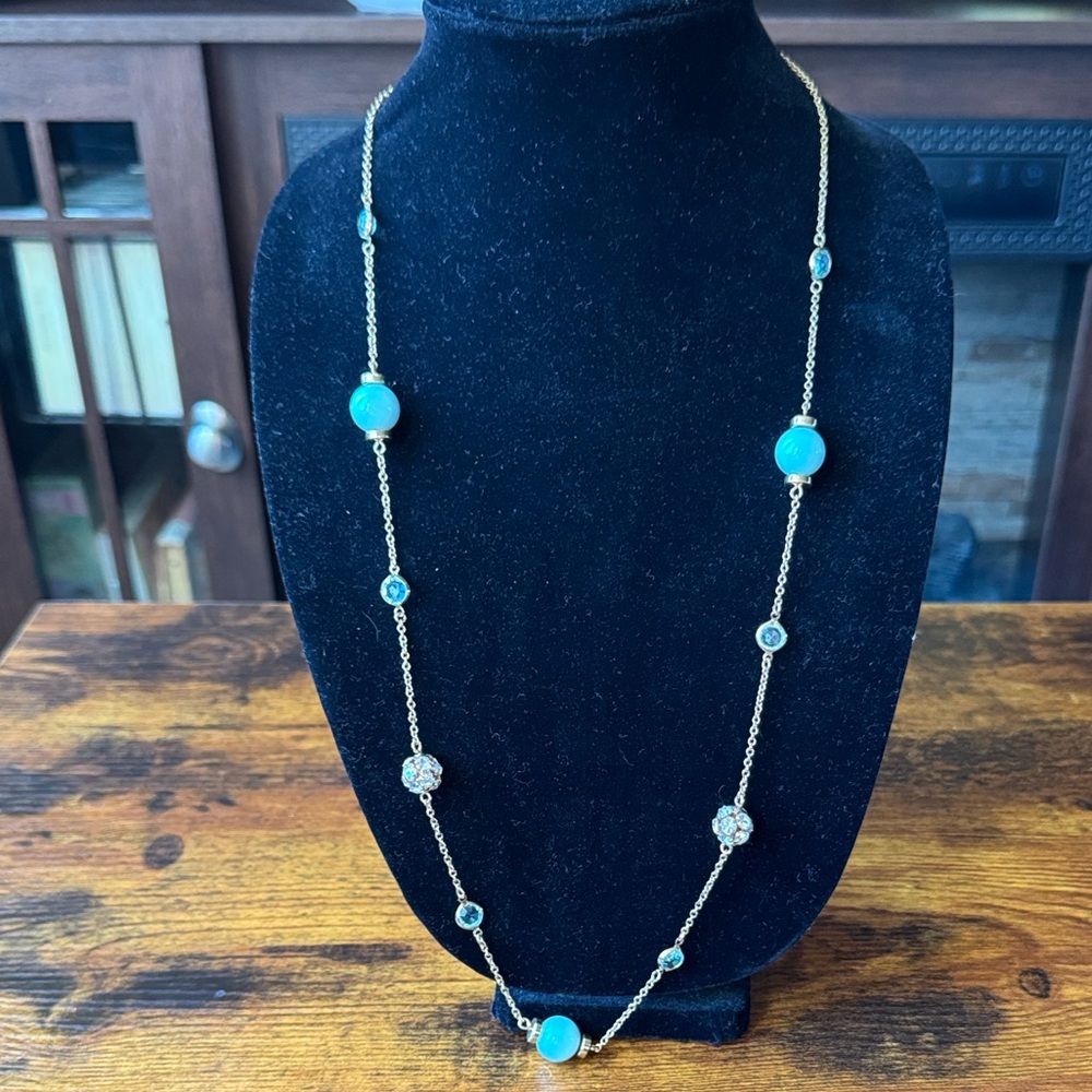J. Crew Gold and Turquoise Necklace